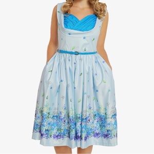 Lindy Bop blue dress with flowers pockets belt included